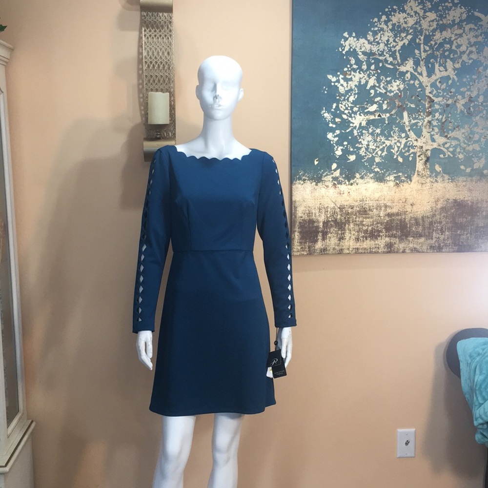 Adrianna Papell blue long sleeves dress size 4